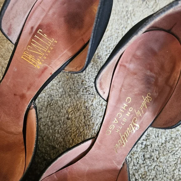 1960s Vintage DeSalle Originals Styled by 57th Chicago Black Suede Heels D'Orsay - Picture 6 of 7